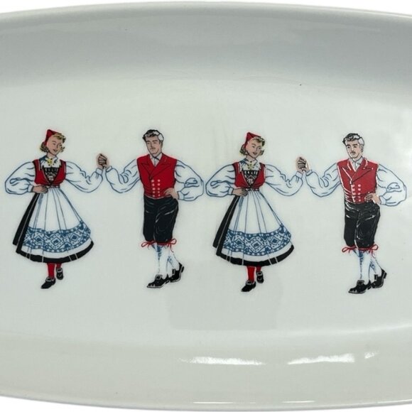 Vintage Figgjo Norway Ceramic Plate — Folk Dance Design 1960s-70s - Picture 2 of 4